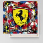 Pop Art Ferrari SF Sportwagen Leinwandbild für Garage, Männerhöhle, Wohnzimmer, Büro – Deko für Autofans (Kopie) (Kopie) (Kopie)