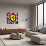 Pop Art Ferrari SF Sportwagen Leinwandbild für Garage, Männerhöhle, Wohnzimmer, Büro – Deko für Autofans (Kopie) (Kopie) (Kopie)