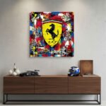 Pop Art Ferrari SF Sportwagen Leinwandbild für Garage, Männerhöhle, Wohnzimmer, Büro – Deko für Autofans (Kopie) (Kopie) (Kopie)