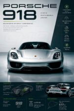 Porsche 918 Poster Sportwagen Wandbilder Deko für Autofans zum Einrahmen