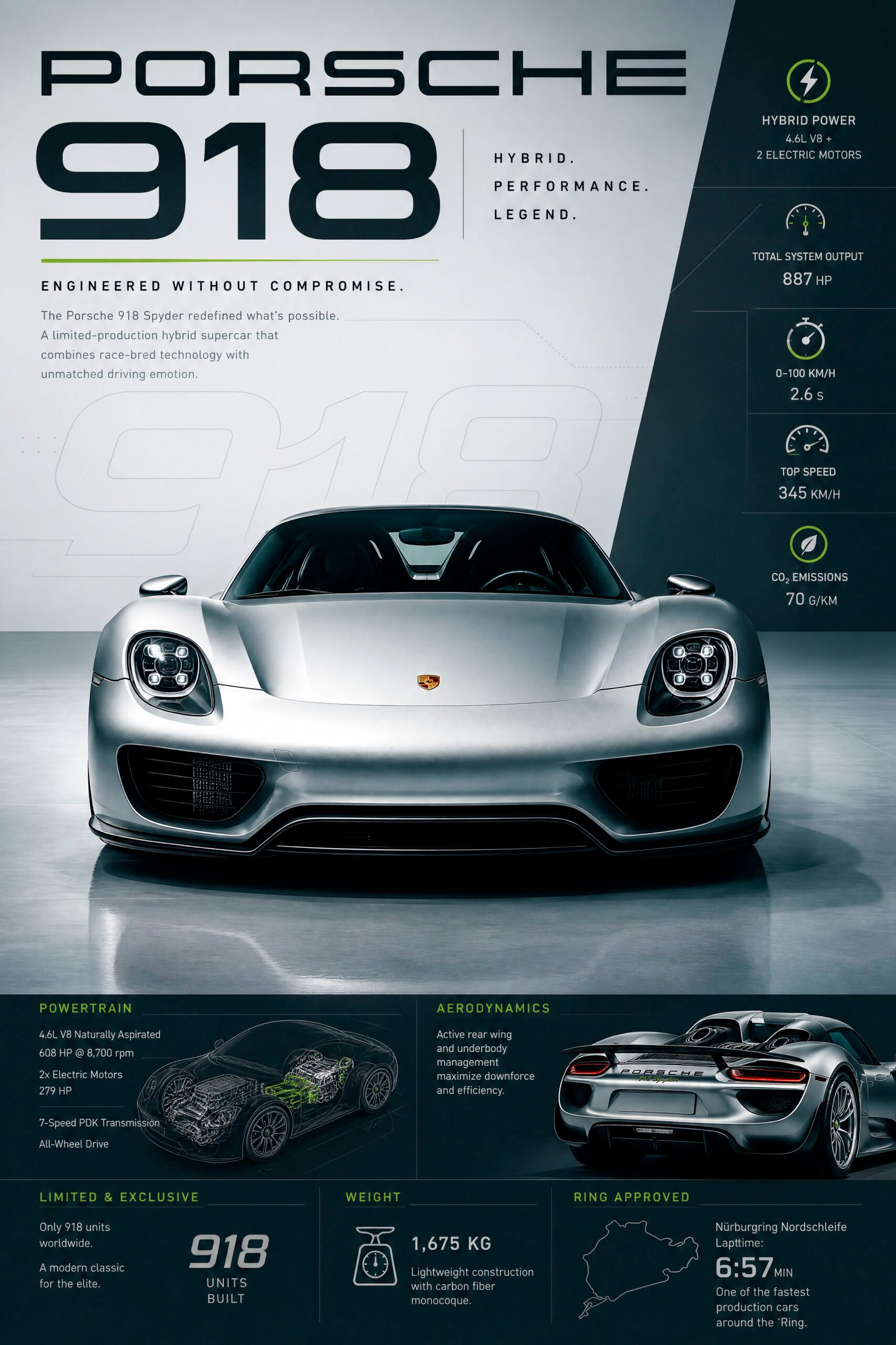 Porsche 918 Porsche 918 Poster Sportwagen Wandbilder Deko für Autofans zum Einrahmen