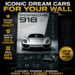 Porsche 918 Poster Sportwagen Wandbilder Deko für Autofans zum Einrahmen