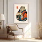 Kriegerischer Frosch im Kimono Eine japanisch inspirierte Charakterillustration | Kunstdruck