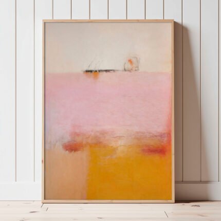 Abstraktes Kunstwerk Rosa Gelb | Moderner Kunstdruck