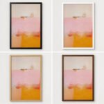 Abstraktes Kunstwerk Rosa Gelb | Moderner Kunstdruck