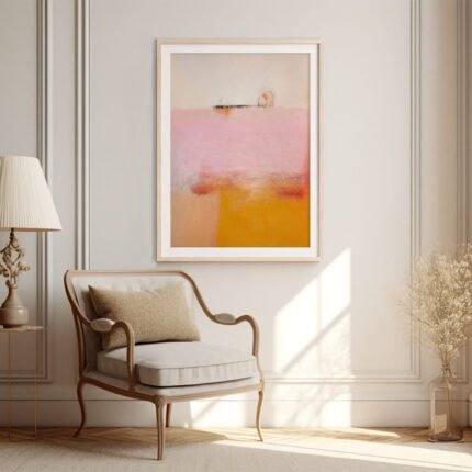 Abstraktes Kunstwerk Rosa Gelb | Moderner Kunstdruck