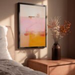 Abstraktes Kunstwerk Rosa Gelb | Moderner Kunstdruck