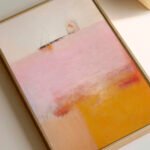 Abstraktes Kunstwerk Rosa Gelb | Moderner Kunstdruck