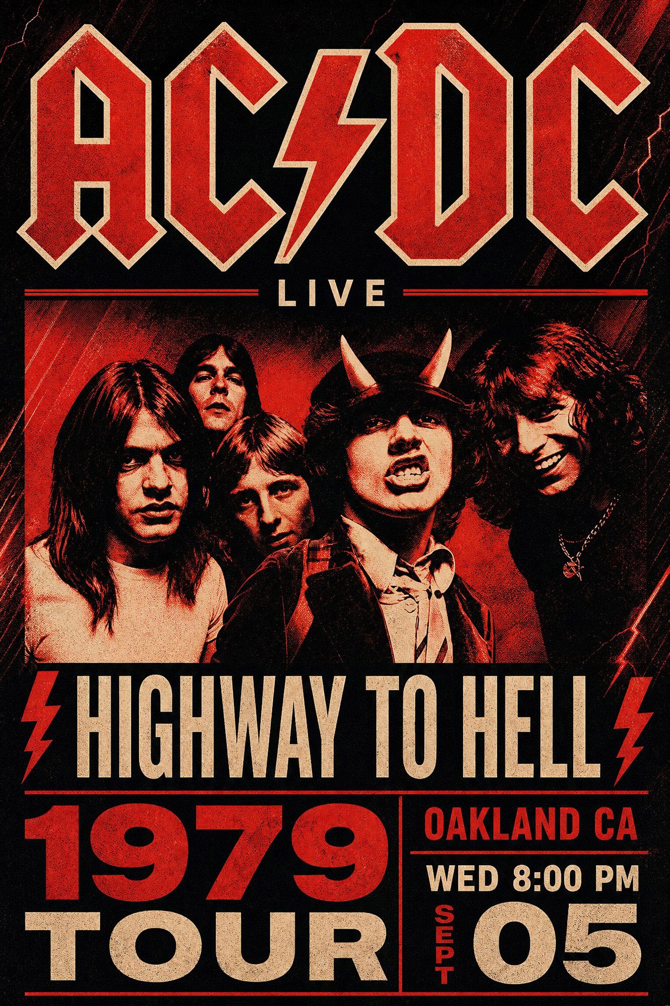 ACDC 1979 Musik Poster Konzertplakate als Kunstdruck