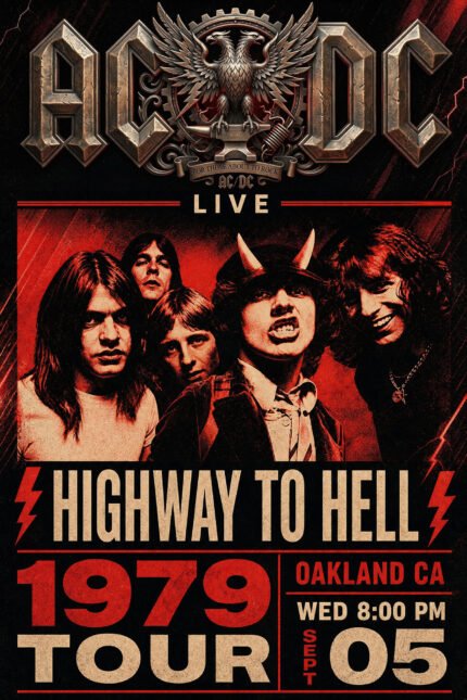 AC/DC – Live Highway To Hell Tour (Oakland 1979) Poster – Konzertplakat als Kunstdruck
