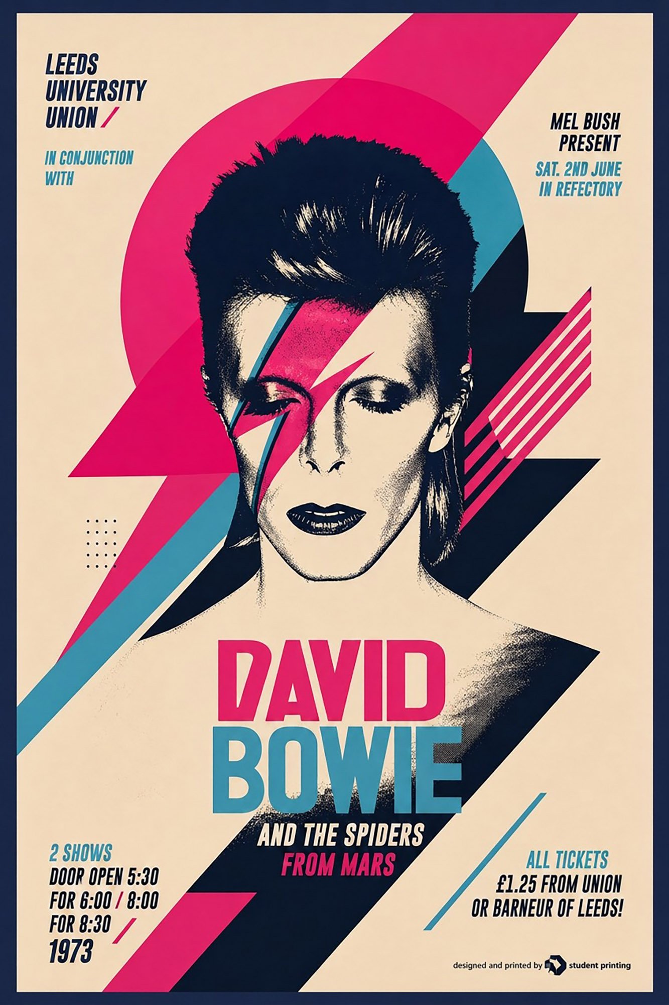 David Bowie 1973 Musik Poster Konzertplakate als Kunstdruck