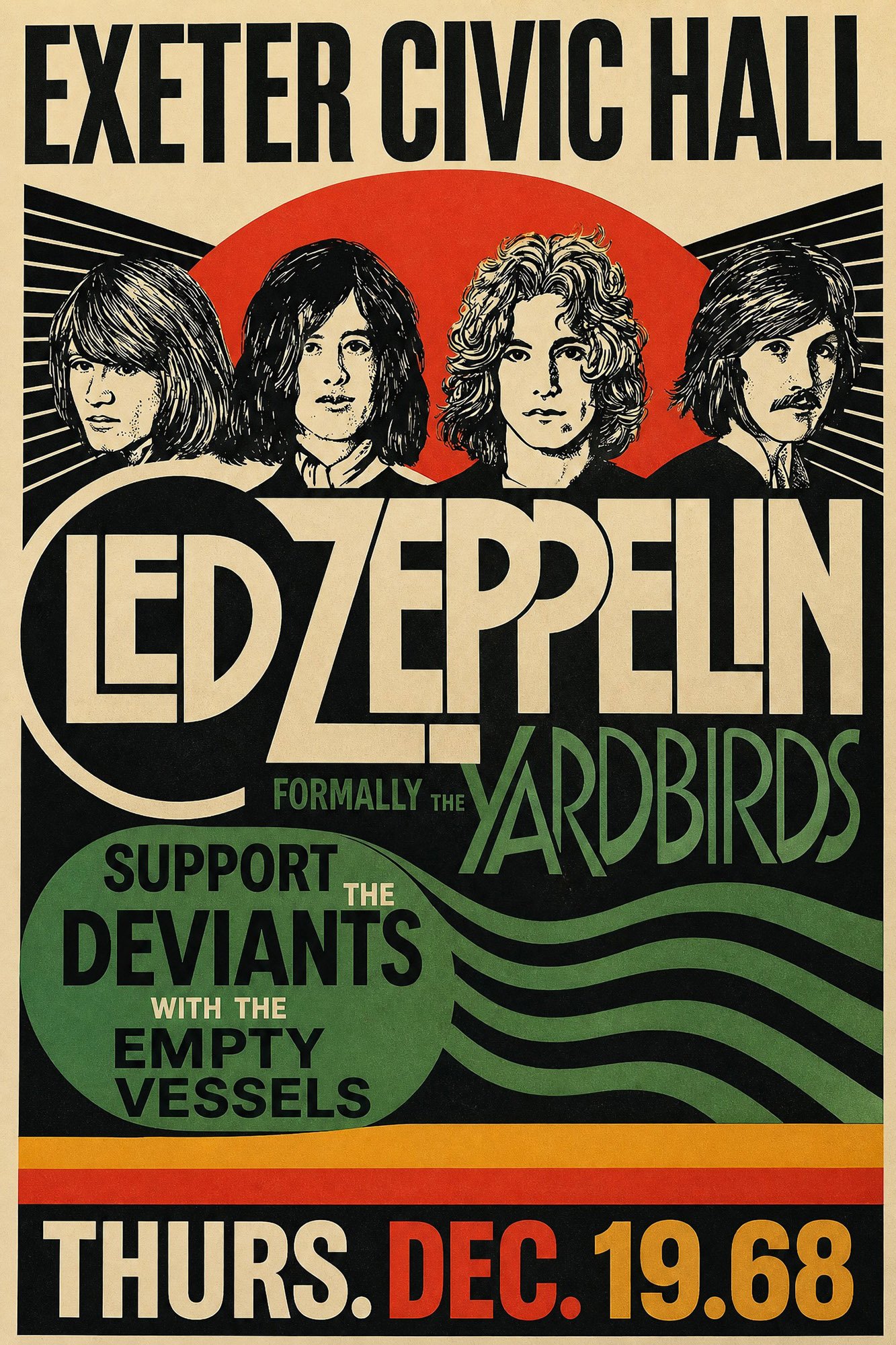 Led Zeppelin 1968 Musik Poster Konzertplakate als Kunstdruck