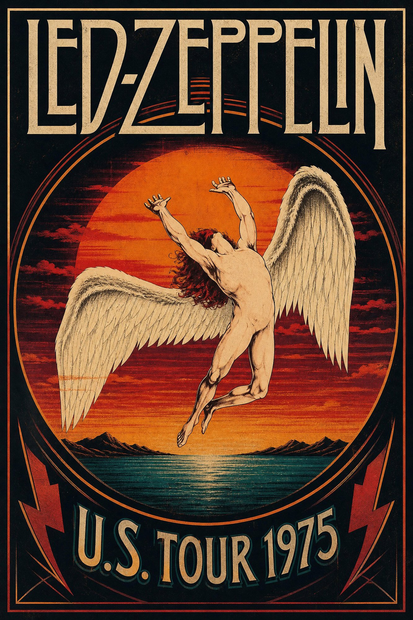 Led Zeppelin 1975 Musik Poster Konzertplakate als Kunstdruck