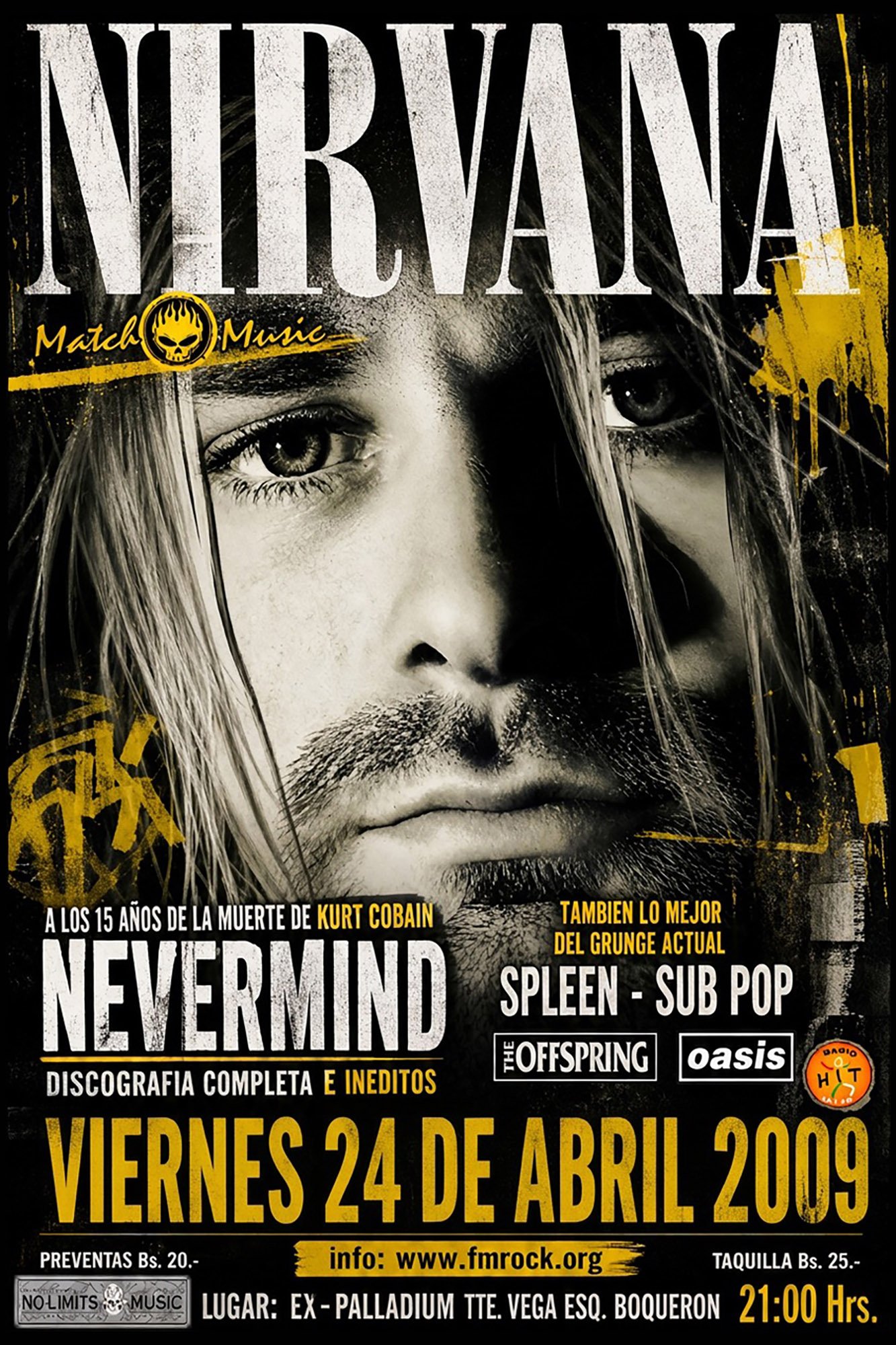 Nirvana Kurt Cobain Memoria 2009 Musik Poster Konzertplakate als Kunstdruck