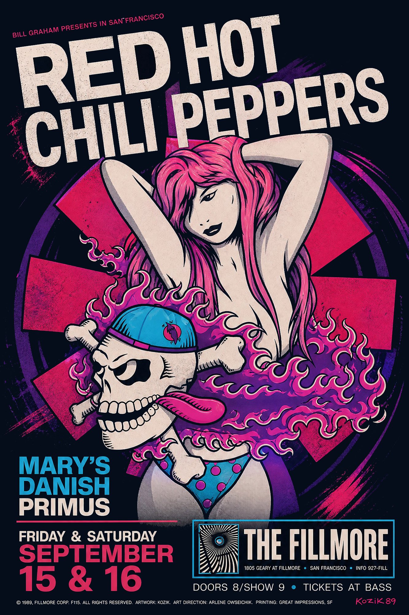 Red Hot Chili Peppers 1989 Musik Poster Konzertplakate als Kunstdruck