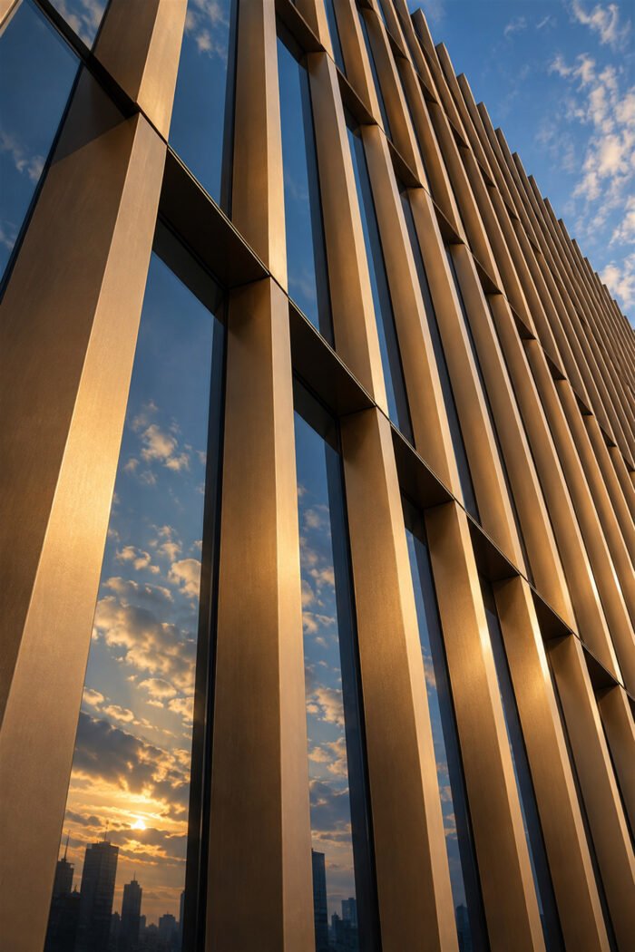 Bronzefassade im warmen Licht – Wandbild aus der Kategorie Architektur