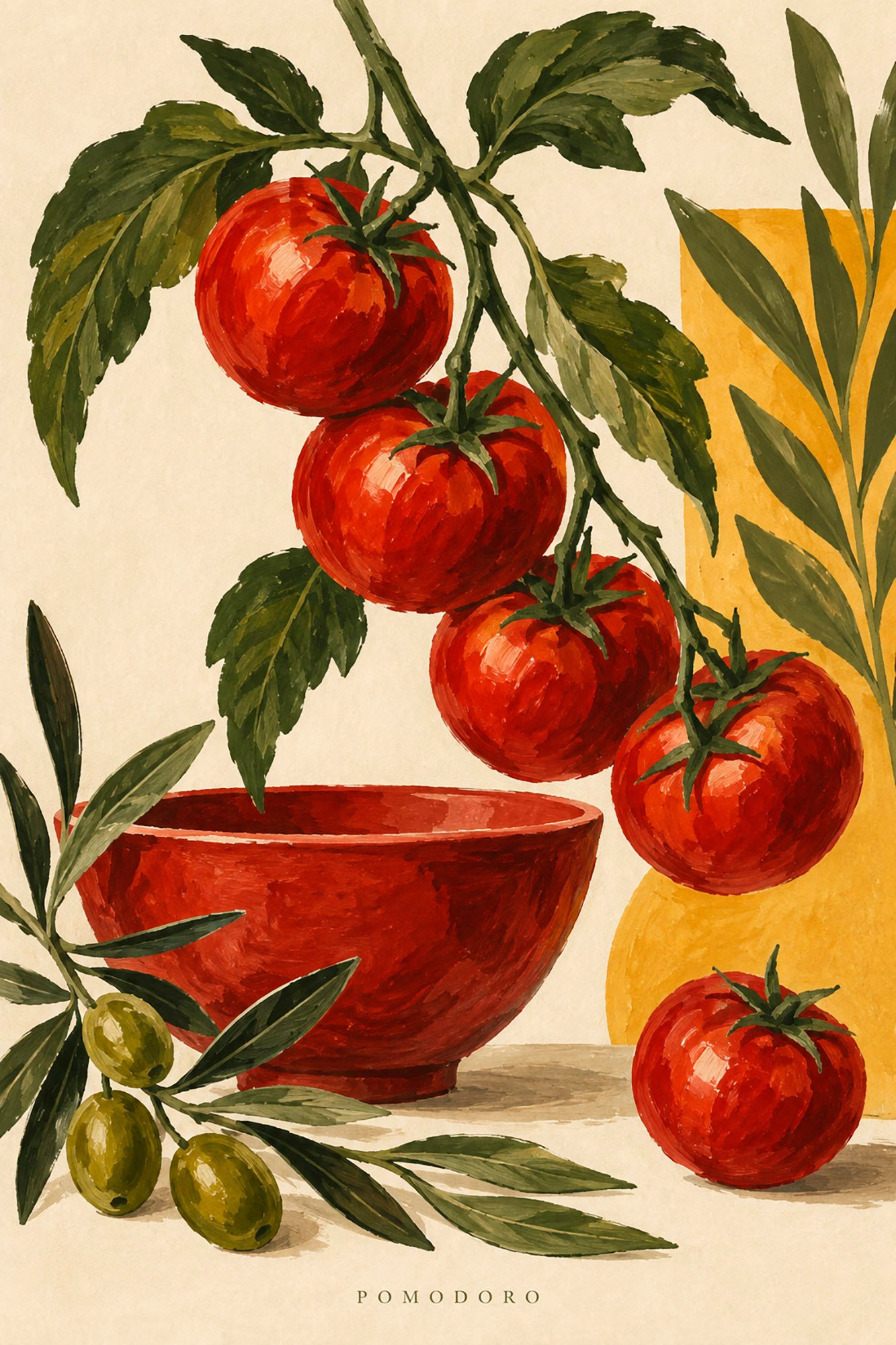 03-tomatenstillleben Reife Tomaten und Oliven – Bild 1