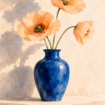 Mohnblumen in blauer Vase