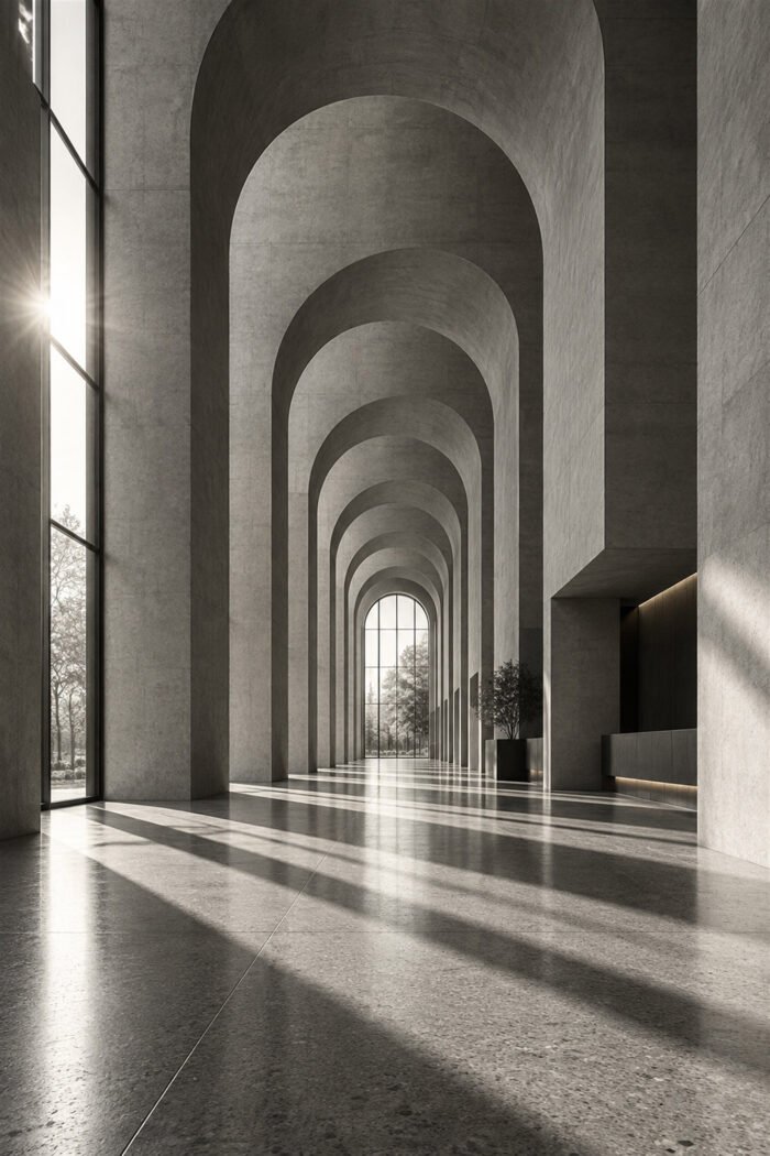 Betonbögen in der Lobby – Wandbild aus der Kategorie Architektur