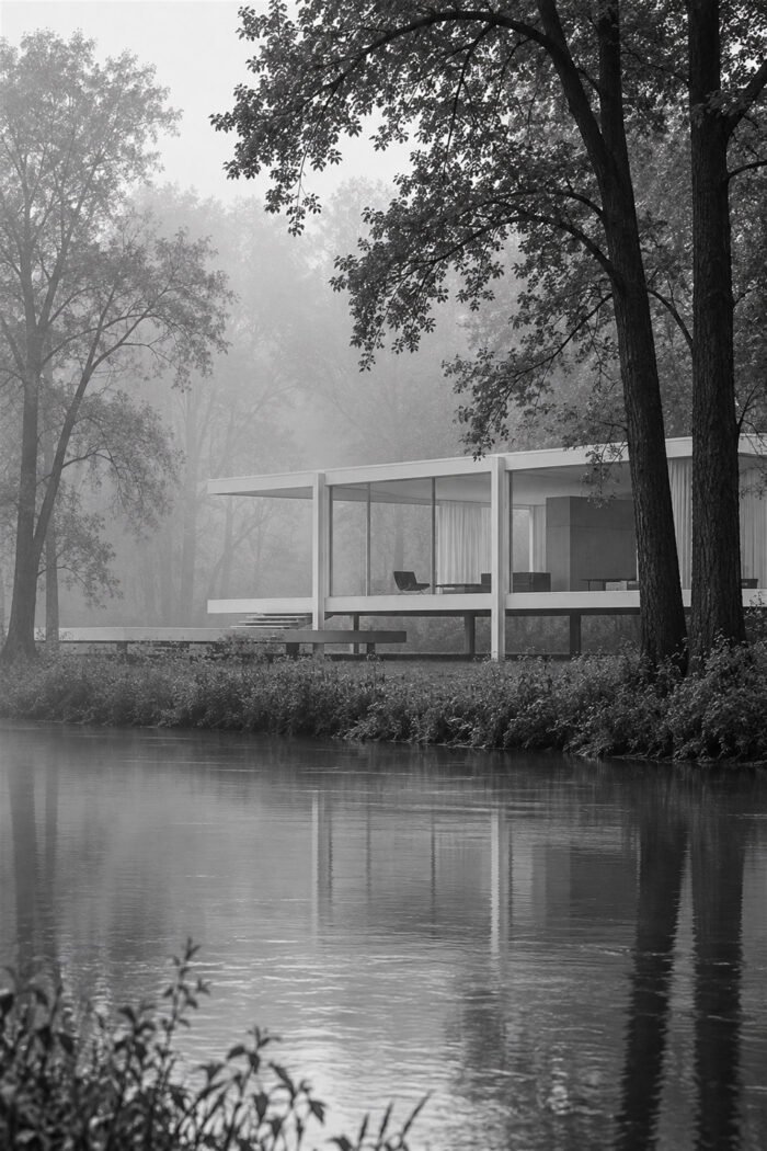 Glaspavillon im grünen Park – Wandbild aus der Kategorie Architektur