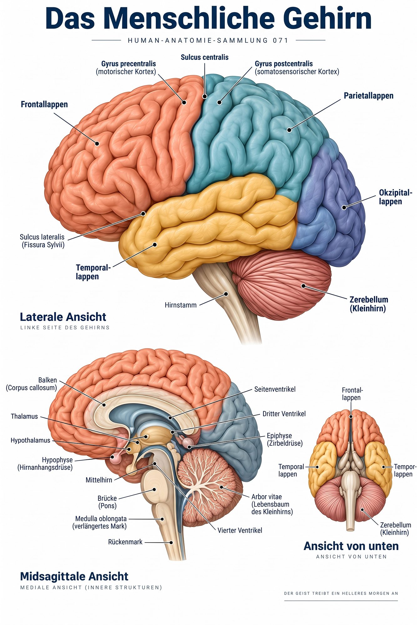 Anatomie_Menschliches_Gehirn Gehirn in Farbe – Bild 1