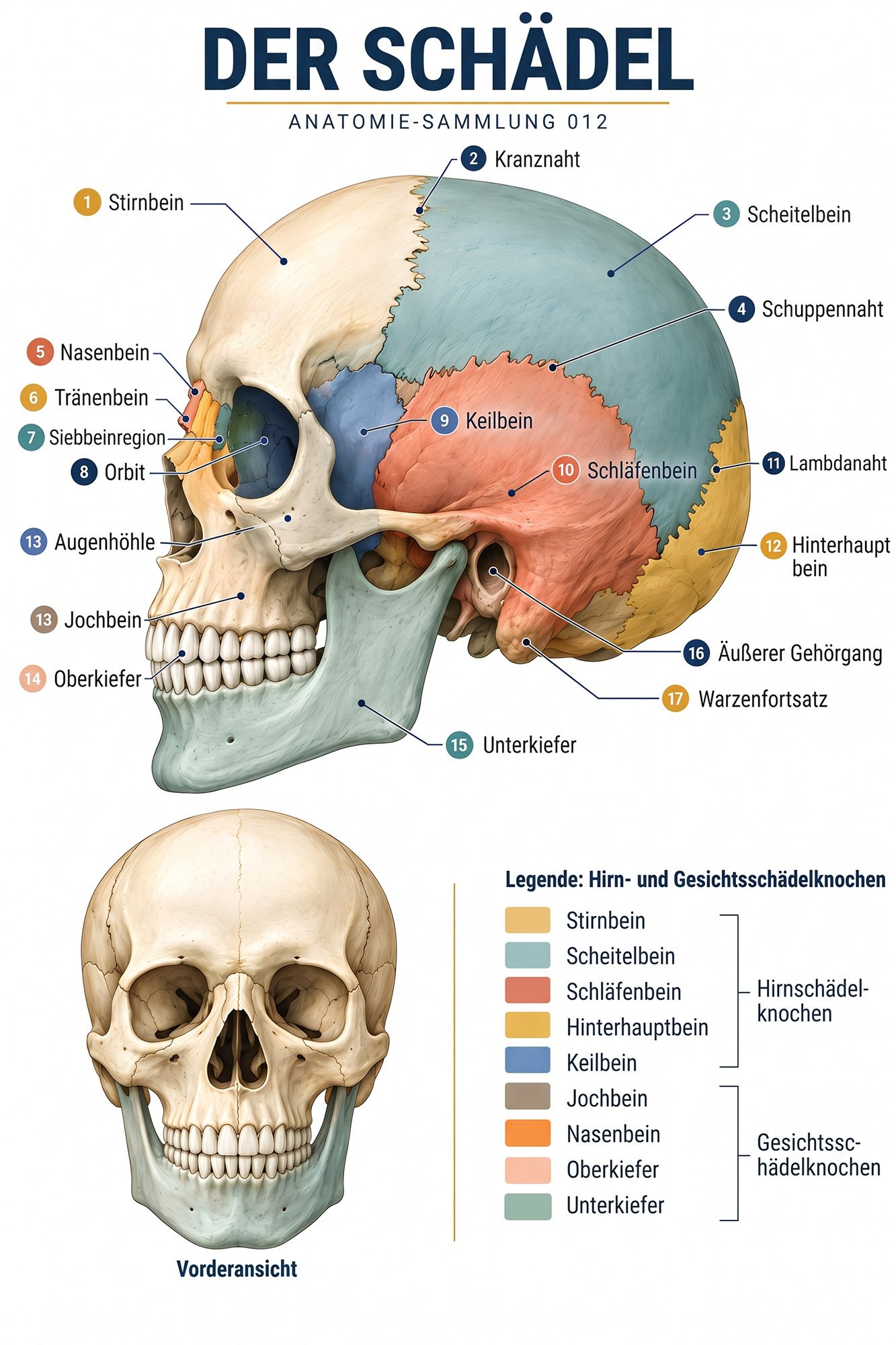 Anatomie_Schädel Ansicht des menschlichen Schädels – Bild 1