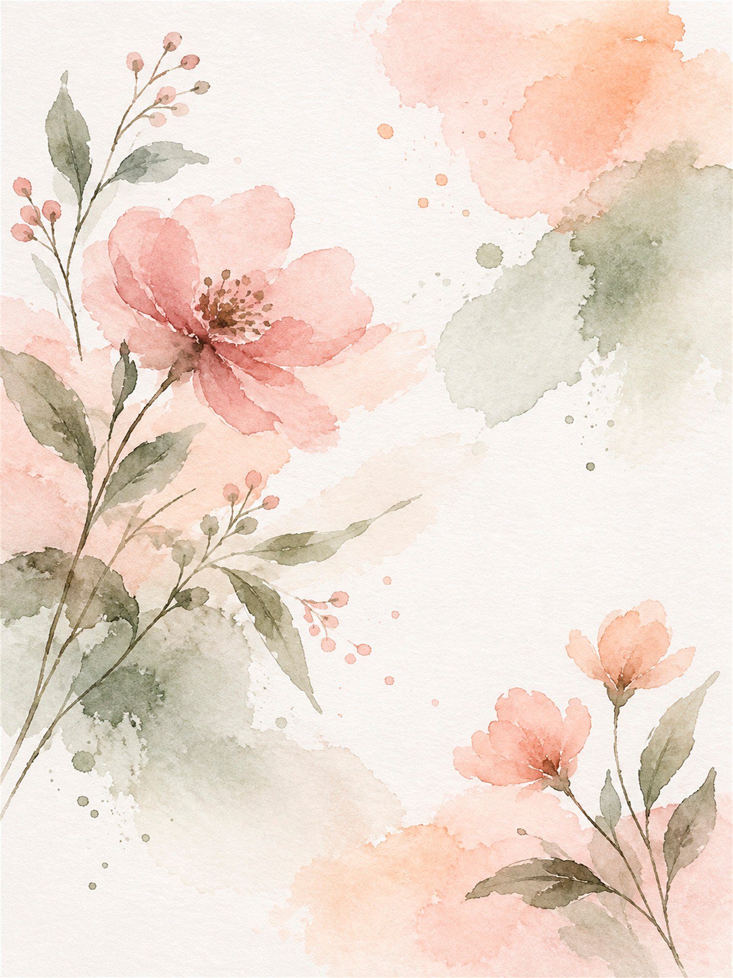 Aquarell_01 Rosige Magnolienzweige – Bild 1