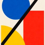 Schwarze Diagonale über Rot und Blau