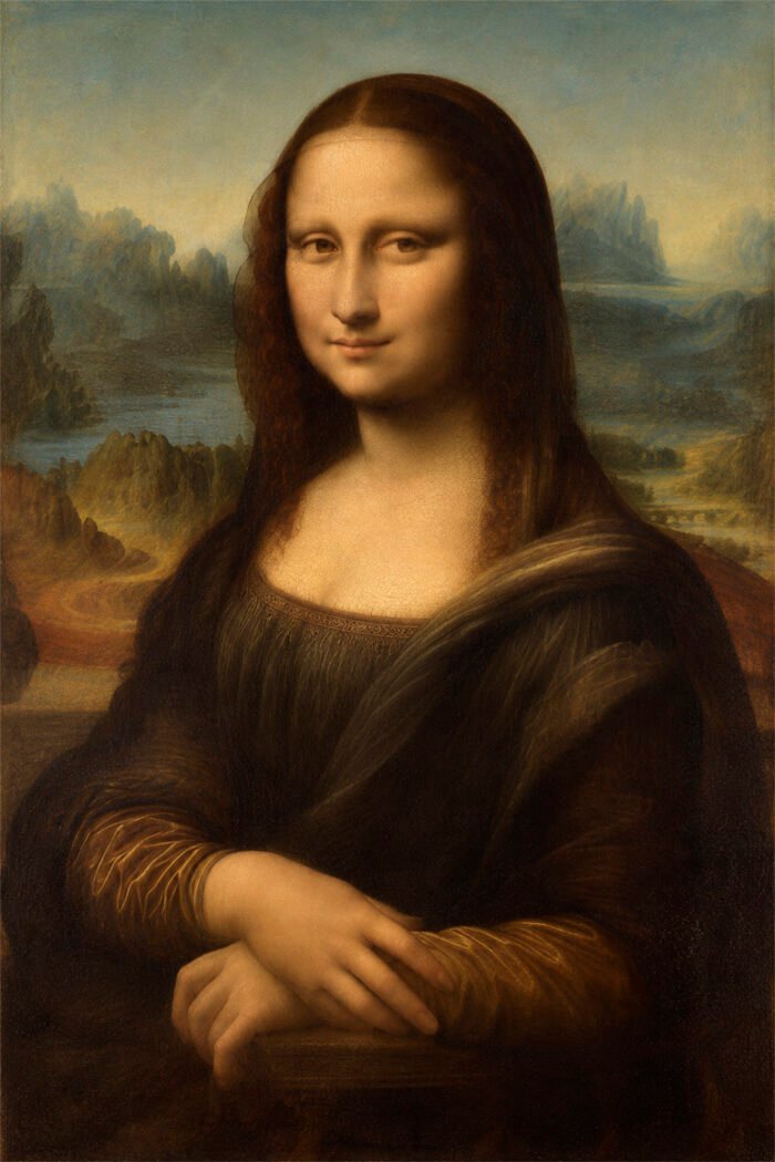 Mona Lisa vor weiter Landschaft – Wandbild aus der Shopkategorie Alte Meister