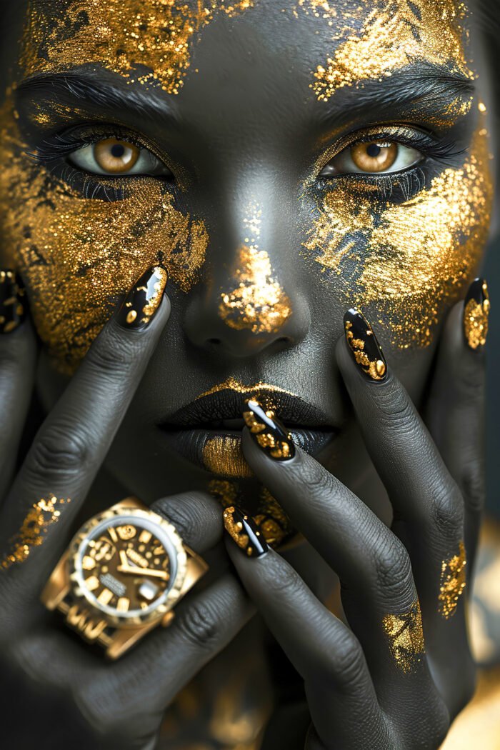 Goldenes Spiegelbild – Wandbild aus der Kategorie Frauen Power