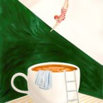 Morgendlicher Sprung in den Kaffee