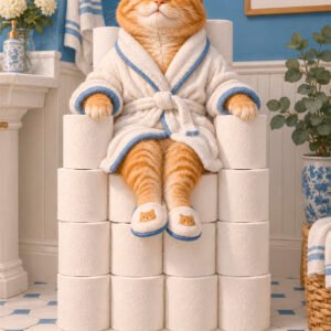 Katzenpause auf dem Papierthron