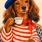 Dackel im Pariser Café