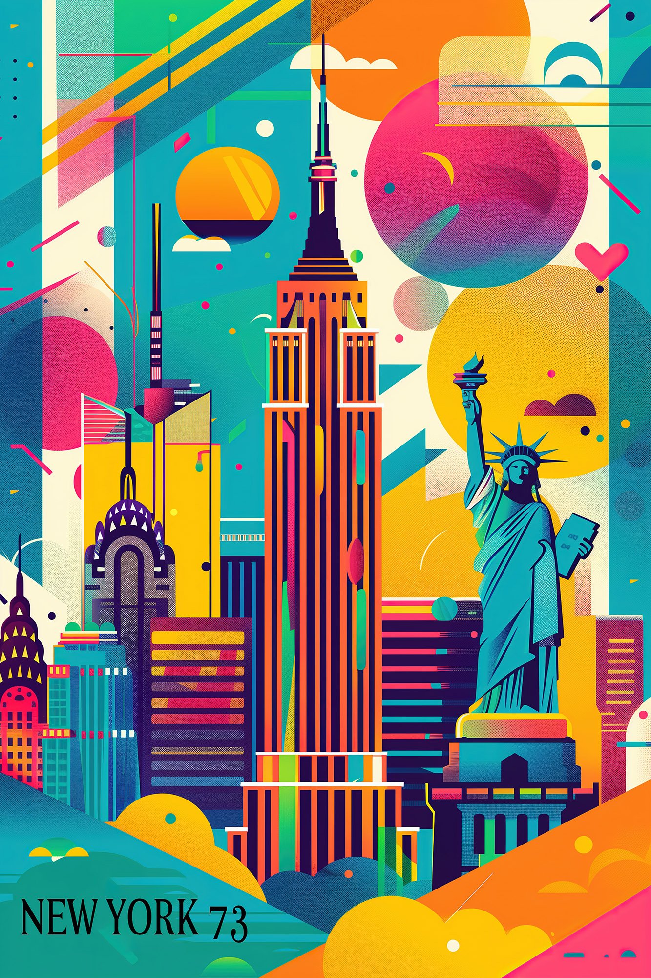 NYC Plakat 73 New York in leuchtenden Formen – Bild 1