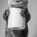Otter mit einer Rolle Papier