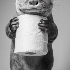 Otter mit einer Rolle Papier