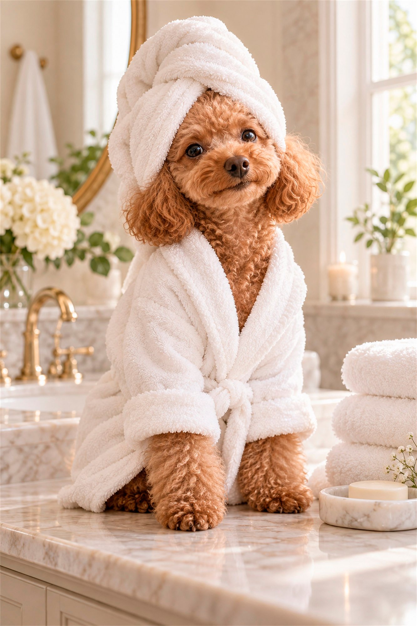 Pudel_Spa_Portrait Pudel im Blütenbad – Bild 1