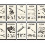 Medizinische Instrumente Poster 10er Set - Arztpraxis-Dekoration als digitaler Download zum drucken
