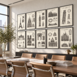 Architektur Poster 10er Set – Europäische Gebäude Zeichnungen - Digitale Wandkunst zum Herunterladen – Bild 3