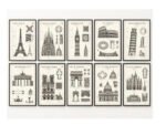 Architektur Poster 10er Set – Europäische Gebäude Zeichnungen - Digitale Wandkunst zum Herunterladen