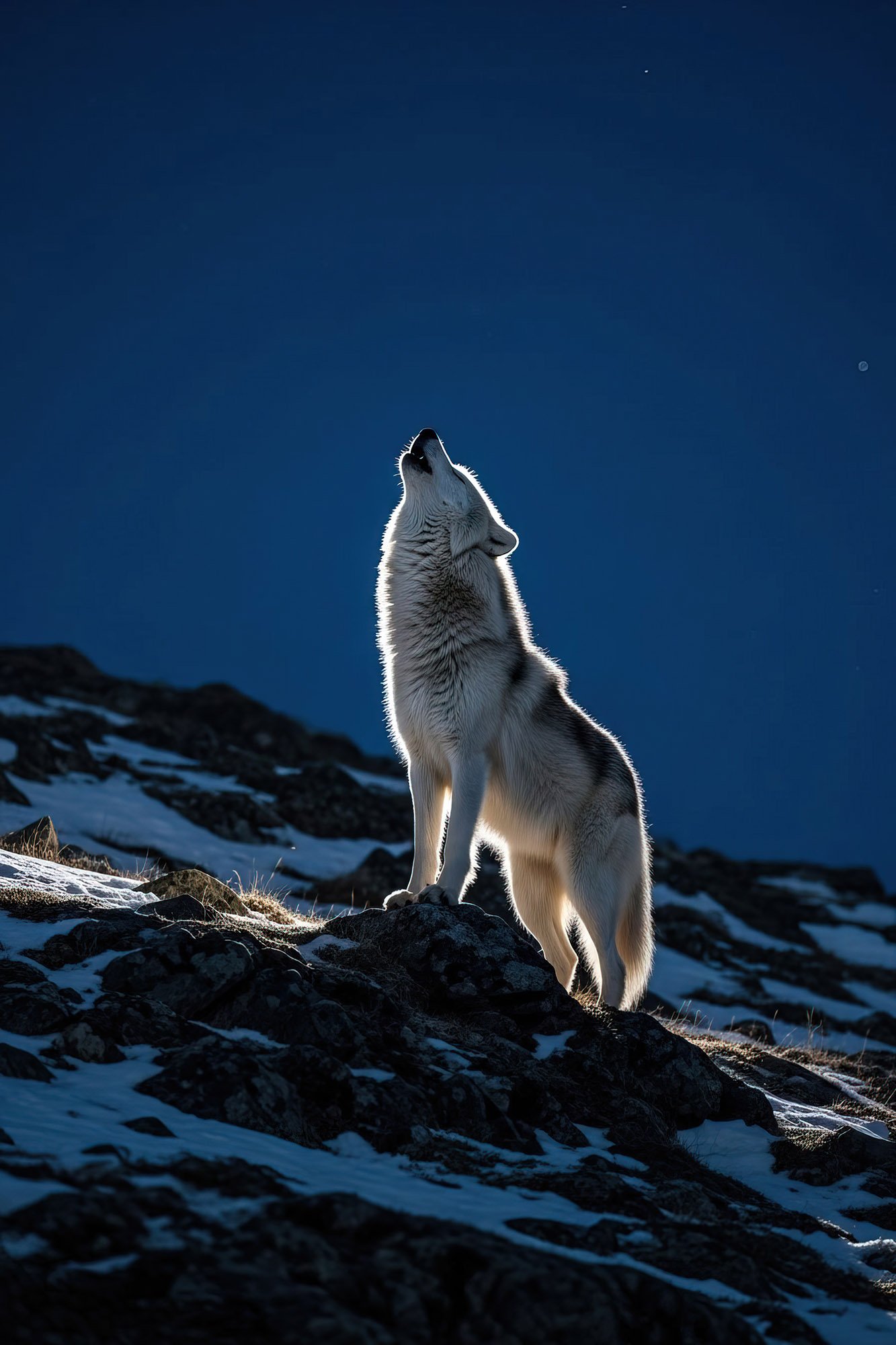 Arctic Wolf Howl Ruf in die Nacht – Bild 1