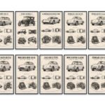 Oldtimer Poster Set 10er Bundle | Klassische Auto Zeichnungen | Digital Download