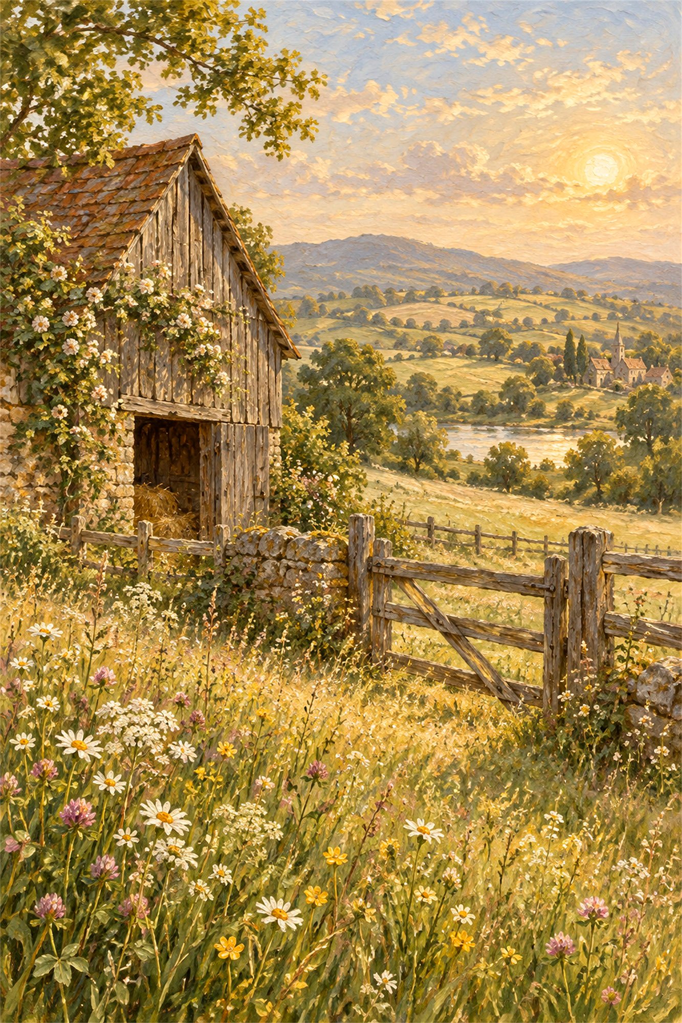 Landhaus_05 Sonnenuntergang an der Scheune – Bild 1