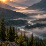 Flusstal bei Sonnenaufgang
