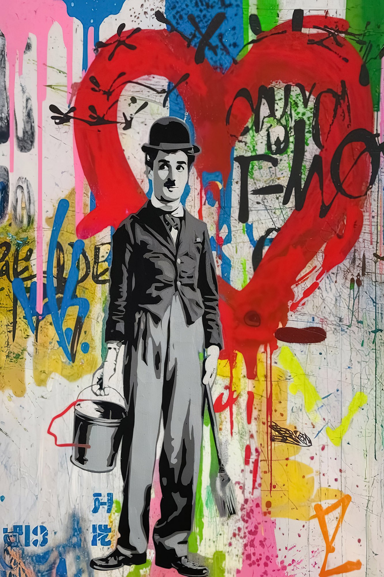 PopArt_24 Chaplin vor dem roten Herzen – Bild 1