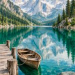 Alpensee mit Ruderboot